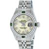 Image 2 : Rolex Ladies Stainless Steel Yellow MOP Diamond & Emerald Datejust Wristwatch