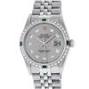 Image 1 : Rolex Mens Stainless Steel Slate Grey Diamond & Emerald Datejust Wristwatch