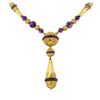 Image 1 : 20.00 ctw Amethyst Hand-made Vintage Necklace - 18KT Yellow Gold