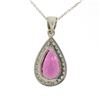 Image 6 : 18k White Gold 4.20 ctw Pear Shaped Rubellite Tourmaline Pendant w/ Diamond Halo