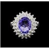 Image 2 : 3.60 ctw Tanzanite and Diamond Ring - 14KT White Gold