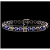 Image 1 : 14KT White Gold 9.46 ctw Tanzanite and Diamond Bracelet