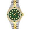 Image 2 : Rolex Ladies 2 Tone Green Diamond & Emerald Datejust Wristwatch