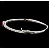 Image 2 : 1.08 ctw Pink Sapphire and Diamond Bracelet - 14KT White Gold