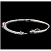 Image 3 : 1.08 ctw Pink Sapphire and Diamond Bracelet - 14KT White Gold