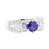Image 1 : 1.45 ctw Sapphire And Diamond Ring - 18KT White Gold