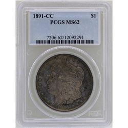 1891-CC $1 Morgan Silver Dollar Coin PCGS MS62