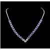 Image 1 : 14KT White Gold 16.08 ctw Tanzanite and Diamond Necklace