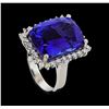 Image 4 : GIA Cert 15.89 ctw Diamond and Tanzanite Ring - 14KT White Gold
