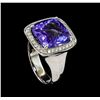 Image 4 : 8.90 ctw Tanzanite and Diamond Ring - 14KT White Gold