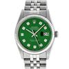 Image 2 : Rolex Mens Stainless Steel Green Diamond 36MM Datejust Wristwatch