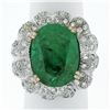 Image 2 : 18K White Gold 15.15 ctw Large Oval Brilliant GIA Emerald & Diamond Ring