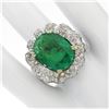 Image 4 : 18K White Gold 15.15 ctw Large Oval Brilliant GIA Emerald & Diamond Ring