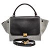 Image 3 : Celine Gray Wool Black Leather Medium Trapeze Bag