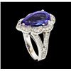 Image 4 : 3.40 ctw Tanzanite and Diamond Ring - 14KT White Gold