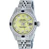 Image 2 : Rolex Ladies Stainless Steel Yellow Diamond & Sapphire Datejust Wristwatch