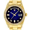 Image 1 : Rolex Mens 18K Yellow Blue Vignette Diamond Lugs Quickset President Wristwatch W