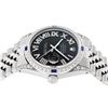 Image 3 : Rolex Mens Stainless Steel Black Roman Diamond & Sapphire Datejust Wristwatch Wi
