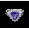 Image 2 : 1.95 ctw Tanzanite and Diamond Ring - 14KT White Gold