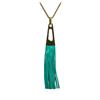 Image 2 : Leather Tassel Chain Necklace - Gold Plated
