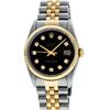 Image 2 : Rolex Mens 2 Tone 14K Black Diamond 36MM Datejust Wristwatch