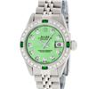 Image 2 : Rolex Ladies Stainless Steel Quickset Green Diamond & Emerald Wristwatch