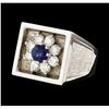 Image 1 : 1.71 ctw Sapphire and Diamond Ring - 14KT White Gold