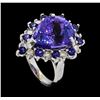Image 4 : 16.06 ctw Tanzanite, Sapphire and Diamond Ring - 14KT White Gold