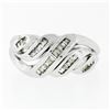 Image 4 : Solid 14k White Gold .75 ctw Channel Set Baguette Cut Diamond Open Swirl Band Ri