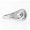 Image 5 : Solid 14k White Gold .75 ctw Channel Set Baguette Cut Diamond Open Swirl Band Ri