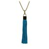 Image 2 : Leather Tassel Square Pendant Chain Necklace - Gold Plated