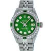 Image 2 : Rolex Ladies Stainless Steel Green Diamond & Emerald 26MM Datejust Wristwatch