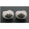Image 1 : 18k Solid White Gold 3.60 ctw White & Black Diamond Drenched Dome Button Earring