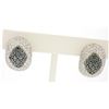 Image 2 : 18k Solid White Gold 3.60 ctw White & Black Diamond Drenched Dome Button Earring
