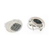Image 6 : 18k Solid White Gold 3.60 ctw White & Black Diamond Drenched Dome Button Earring