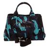 Image 2 : Prada Blue Purple Camo Canvas Medium Canapa Shopping Tote Bag