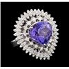 Image 1 : 10.46 ctw Tanzanite and Diamond Ring - 14KT White Gold