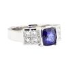 Image 1 : 2.08 ctw Sapphire And Diamond Ring - 18KT White Gold