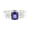 Image 2 : 2.08 ctw Sapphire And Diamond Ring - 18KT White Gold