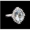 Image 1 : 4.68 ctw Aquamarine and Diamond Ring - 14KT White Gold