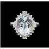 Image 2 : 4.68 ctw Aquamarine and Diamond Ring - 14KT White Gold