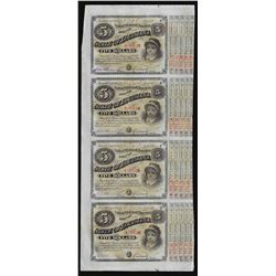 Uncut Sheet of (4) State of Louisiana Baby Bond Obsolete Notes