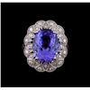 Image 2 : 8.58 ctw Tanzanite and Diamond Ring - 14KT White Gold