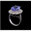 Image 4 : 8.58 ctw Tanzanite and Diamond Ring - 14KT White Gold