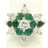 Image 3 : 14k White Gold 2.25 ctw Round Emerald & Diamond Ladies Star Cluster Cocktail Rin