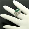 Image 4 : 14k White Gold 2.25 ctw Round Emerald & Diamond Ladies Star Cluster Cocktail Rin