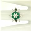 Image 5 : 14k White Gold 2.25 ctw Round Emerald & Diamond Ladies Star Cluster Cocktail Rin