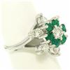 Image 7 : 14k White Gold 2.25 ctw Round Emerald & Diamond Ladies Star Cluster Cocktail Rin
