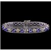 Image 1 : 14KT White Gold 12.69 ctw Tanzanite and Diamond Bracelet