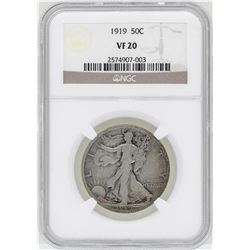 1919 Walking Liberty Half Dollar Coin NGC VF20